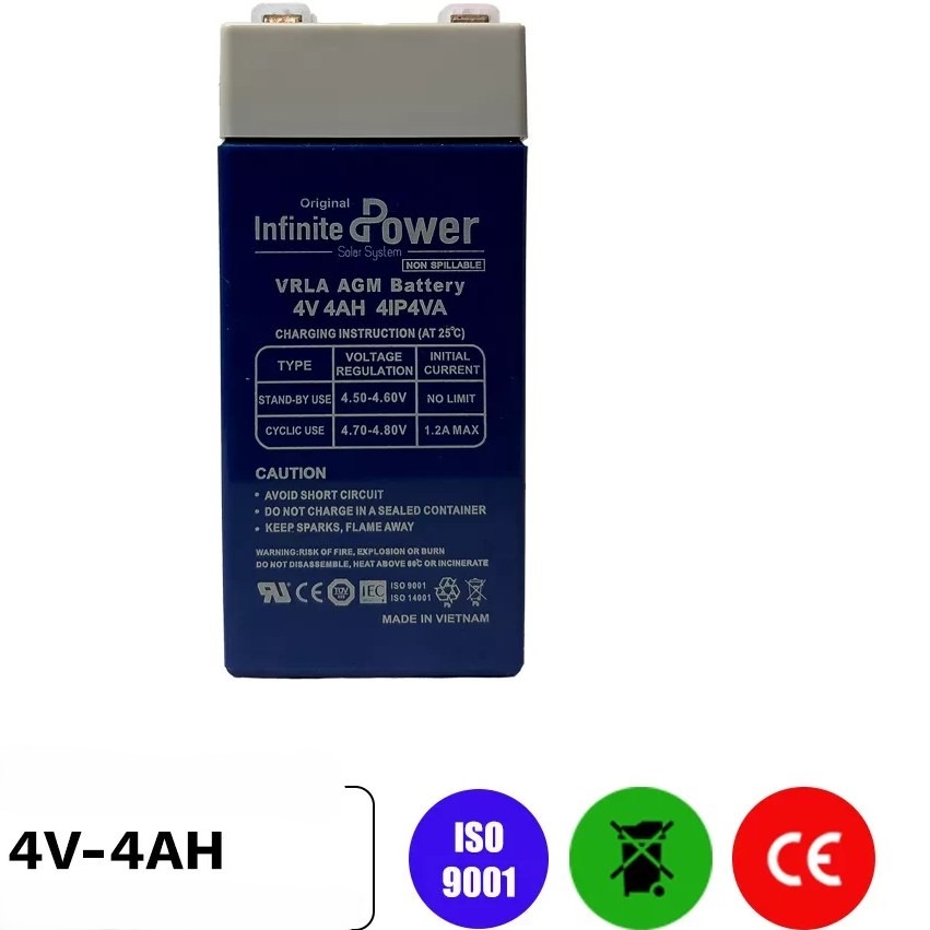 باتری یو پی اس 4ولت 4آمپرInfinite Power محصول2025/9 ویتنام(تکی خرید نفرمایید ارسال نداریم)